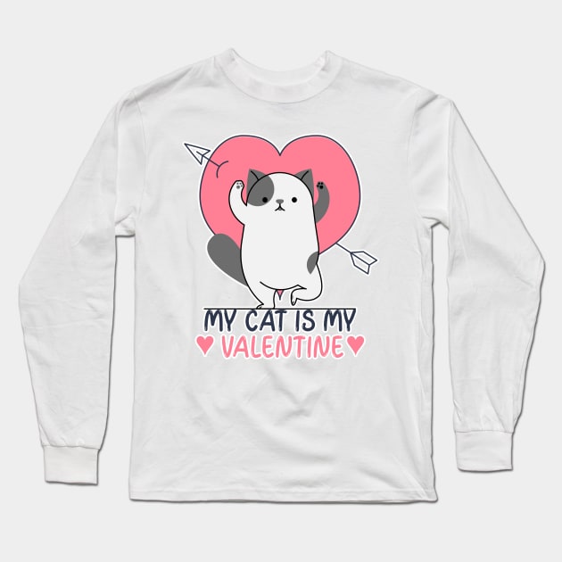 My Cat Is My Valentine Long Sleeve T-Shirt by Willard-Morris